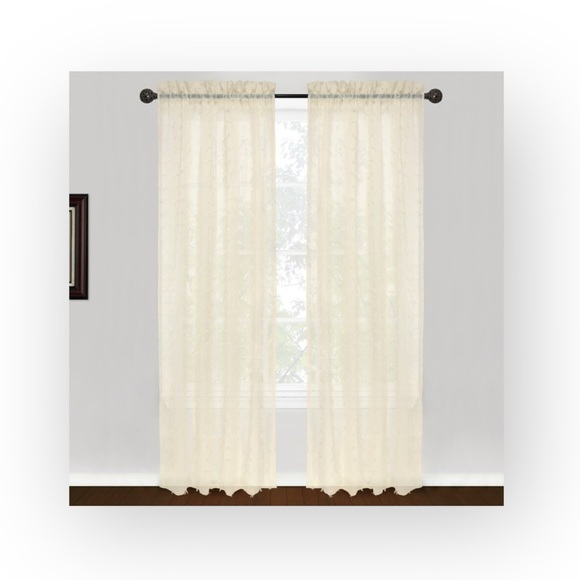 new Boho Chic ✶ Set 2 Rod Pocket Panel Curtains ✶ Semi Sheer Natural ✶ 40” x 84” - Picture 7 of 14